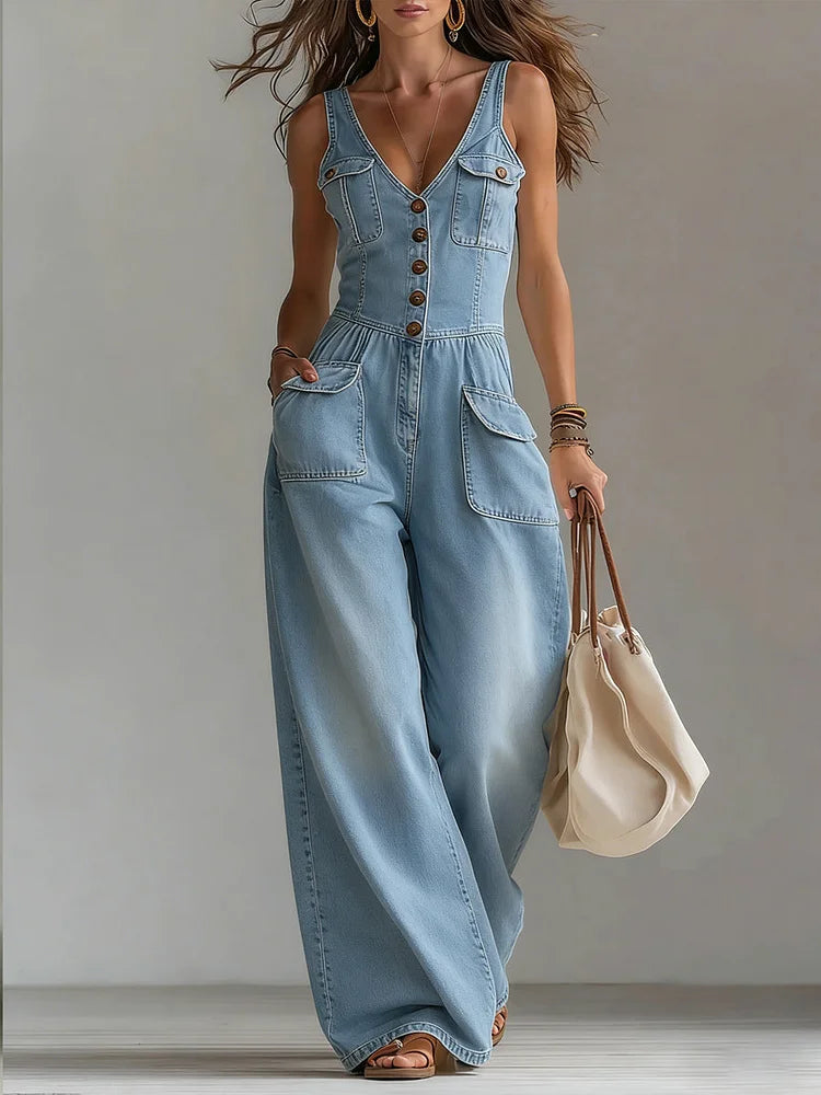 Sophie – Casual Denim Wide-Leg Jumpsuit