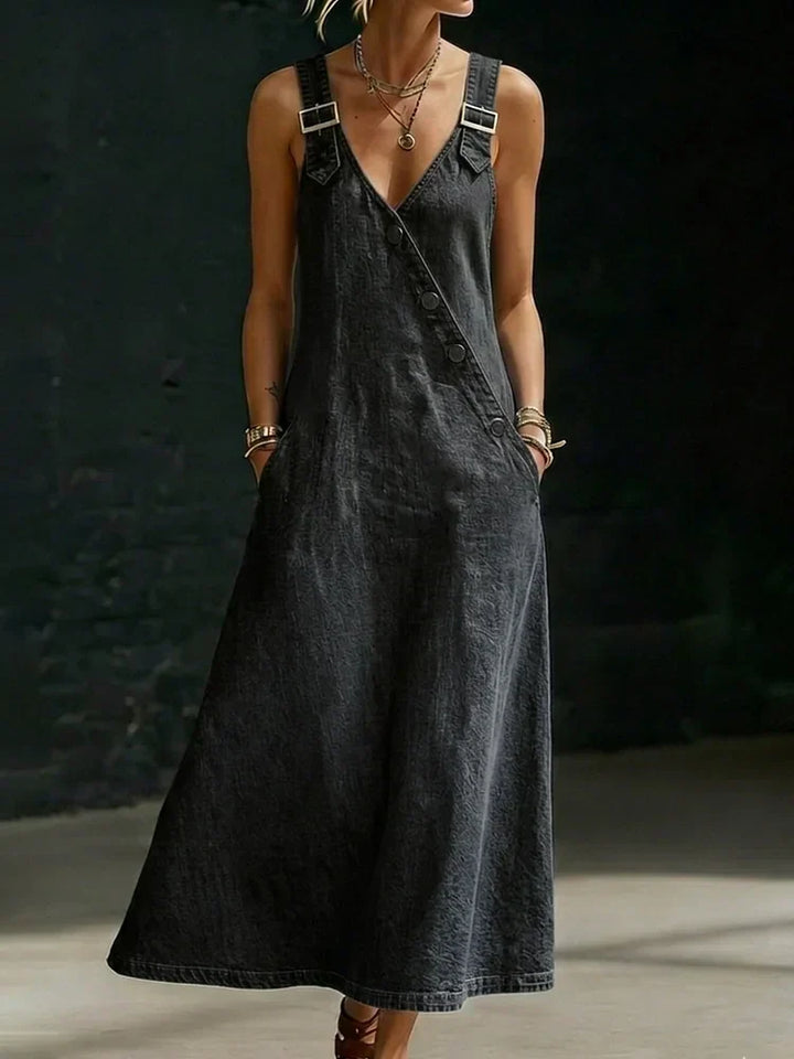 Vera – Long Denim Button-Down Dress
