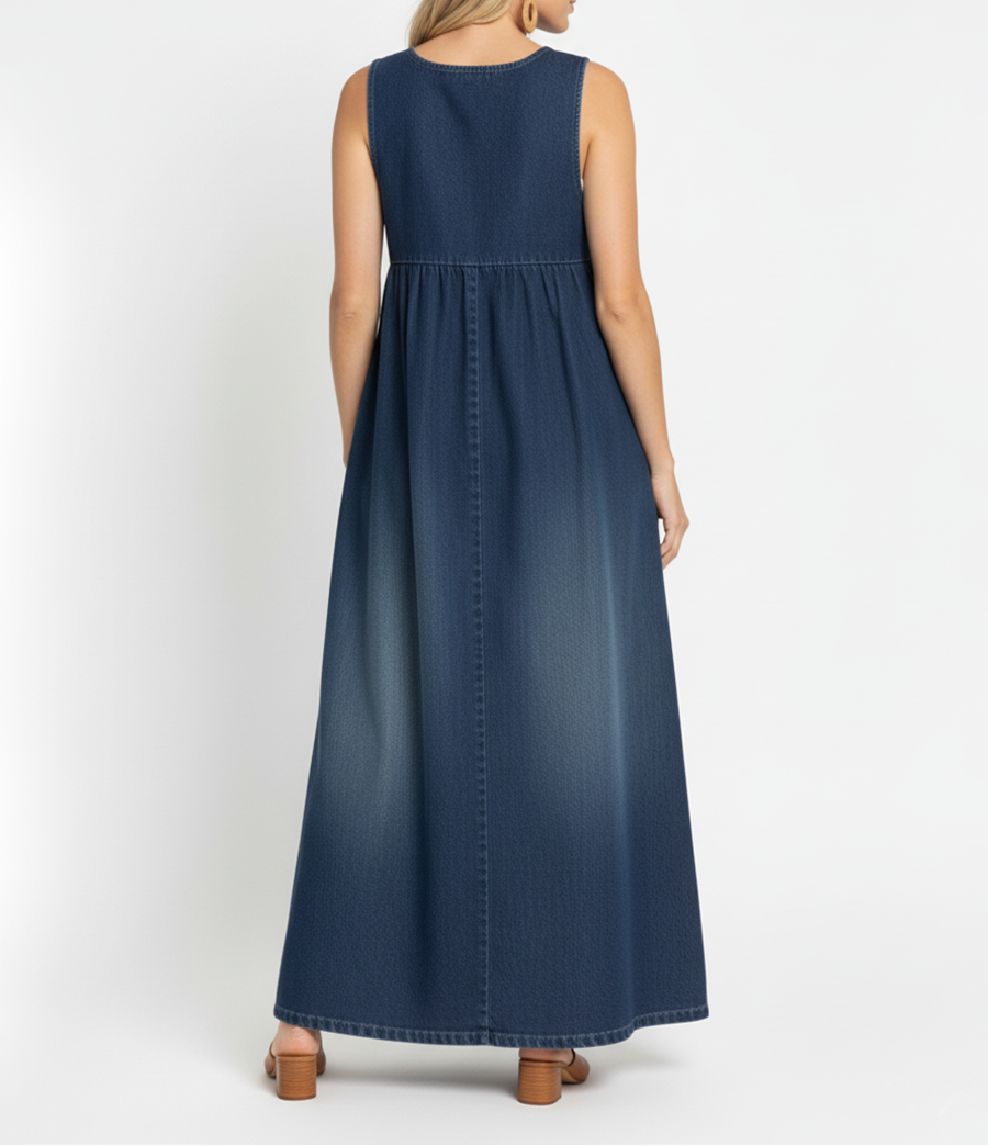 Ivy – Vintage Denim Maxi Dress