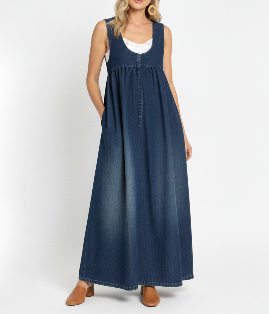 Ivy – Vintage Denim Maxi Dress