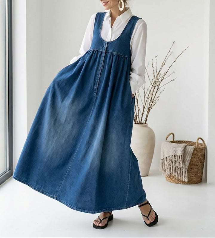 Ivy – Vintage Denim Maxi Dress
