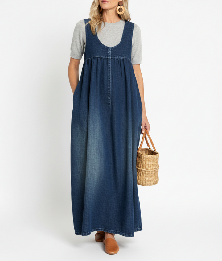 Ivy – Vintage Denim Maxi Dress
