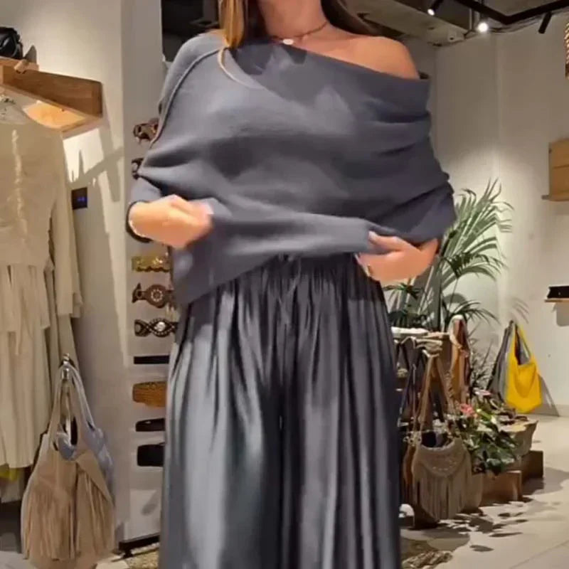 Georgina™ Elegant Off-Shoulder Set | Modern Sophistication with an Impeccable Drape