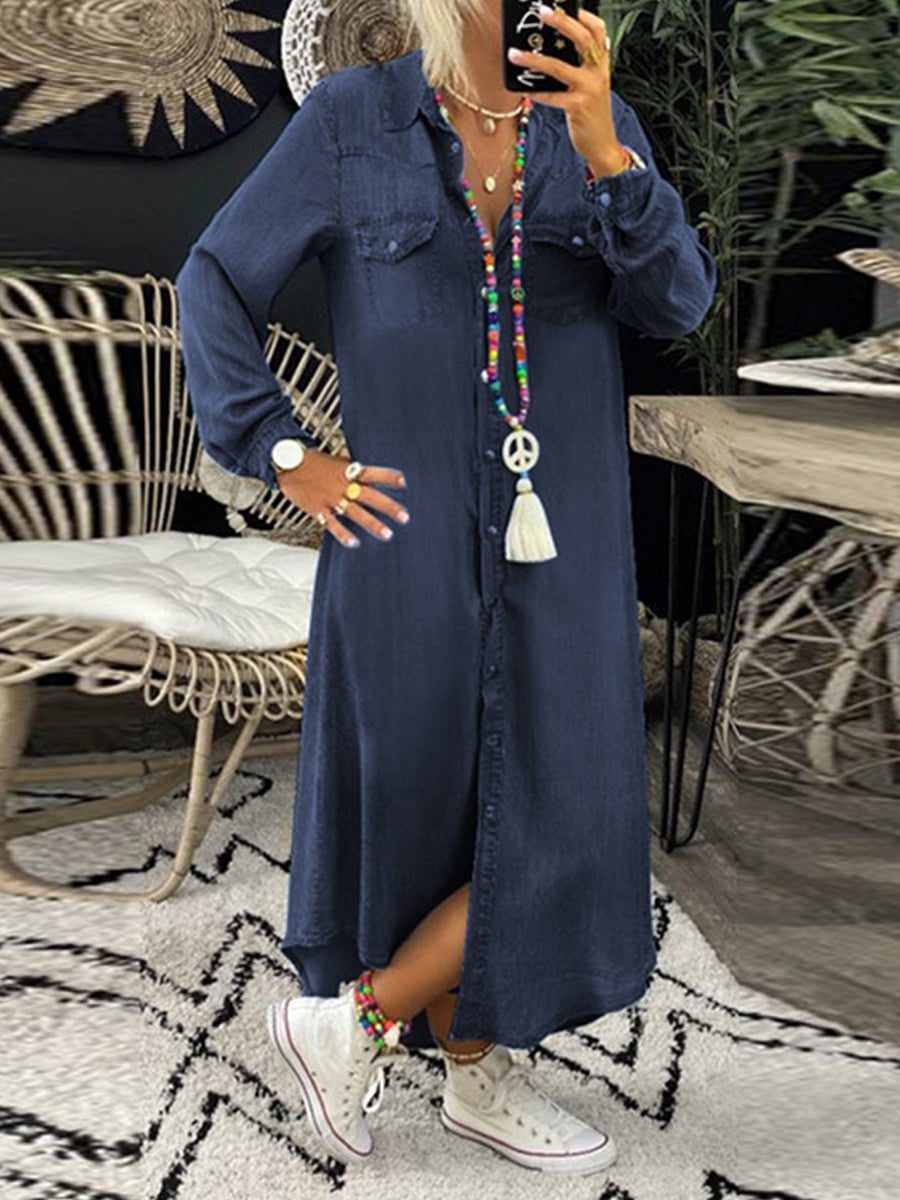 Helen – Long Denim Shirt Dress