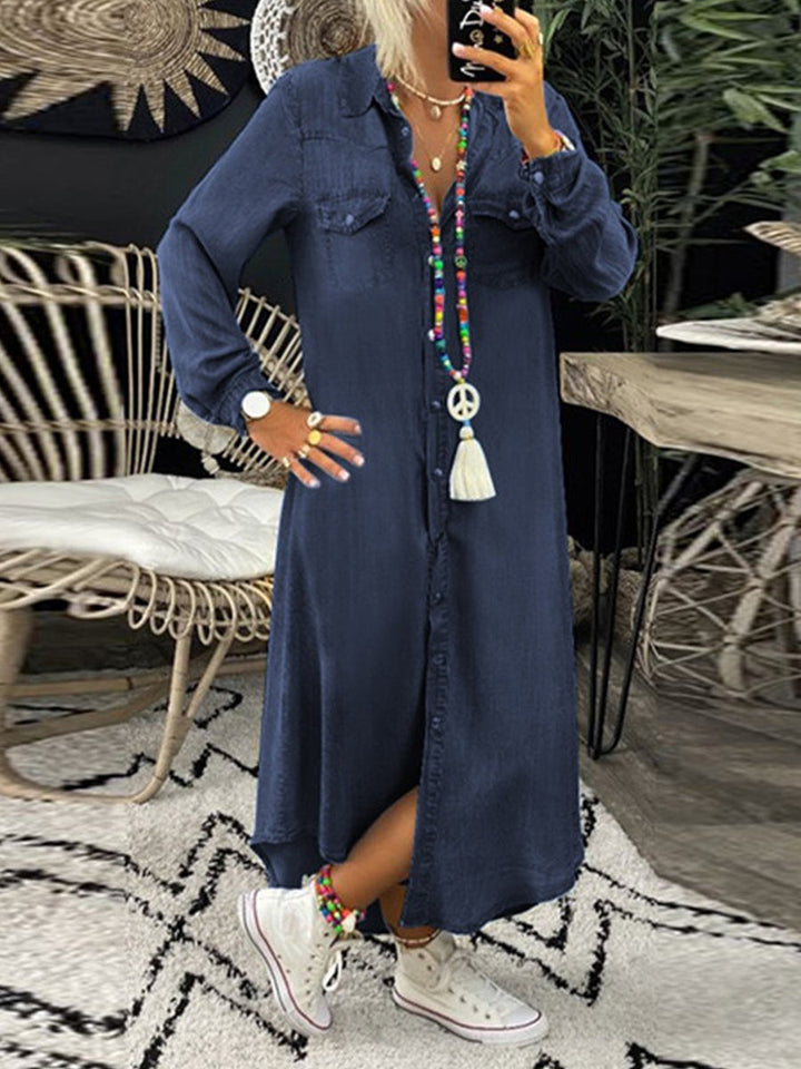 Helen – Long Denim Shirt Dress