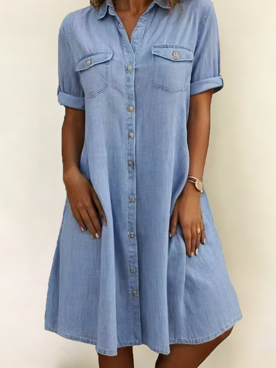 Patricia – Casual Denim Midi Dress