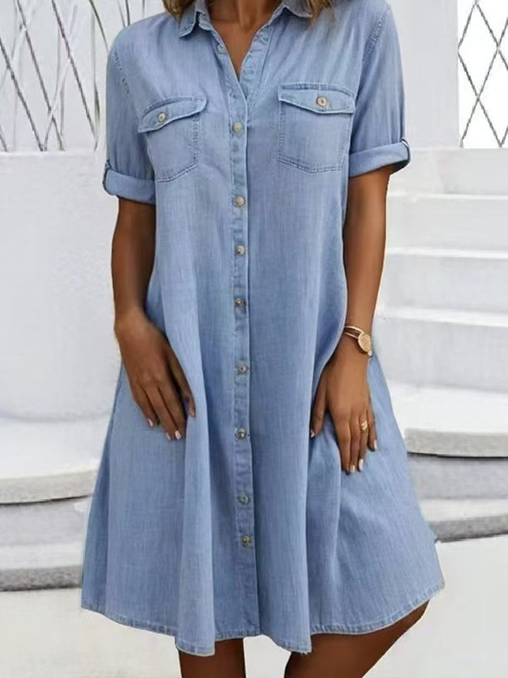 Patricia – Casual Denim Midi Dress