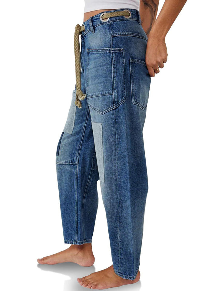 Margaret – Patchwork Drawstring Jeans