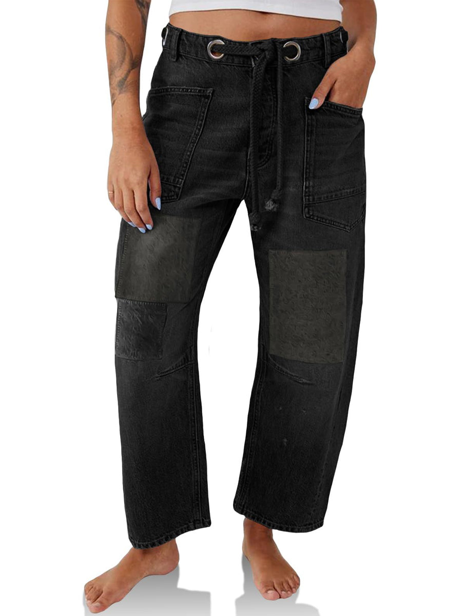 Margaret – Patchwork Drawstring Jeans