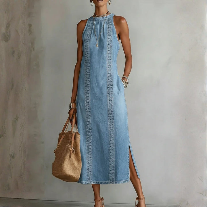 Julia – Retro Lace Denim Dress